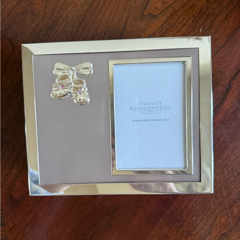 Things Remembered pink and Silver Engravable baby girl memory box
